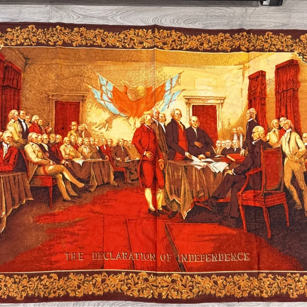 Vintage Tapestry The Declaration of Independence Historical Scene Large 55”x38”